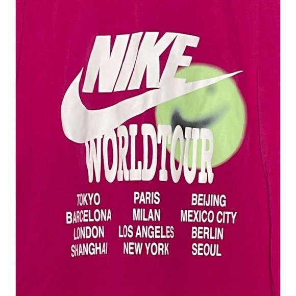 Nike Sportswear SNW World Tour T Shirt Adult Large Pink Tokyo NYC Paris Glow - Picture 3 of 5